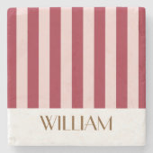 Lebhafte farbenfrohe Streifen rot trendige Hochzei Steinuntersetzer (Vorderseite)