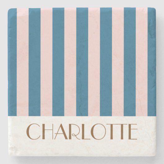 Lebhafte farbenfrohe Streifen Schöne blaue Hochzei Steinuntersetzer (Vorderseite)