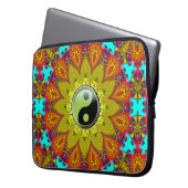 Lebhafte farbenfrohe Tribal Yin Yang Sonnenblume M Laptopschutzhülle (Vorderseite Links)