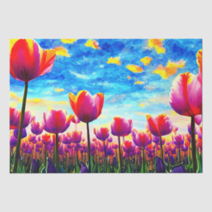 Lebhafte farbenfrohe Tulips Dekoupage Seidenpapier