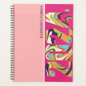 Lebhafte, farbenfrohe Wavy Typografie 2024 Planer (Vorderseite)