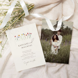 Lebhafte farbenfrohe Wildblume Foto Hochzeit Einladung