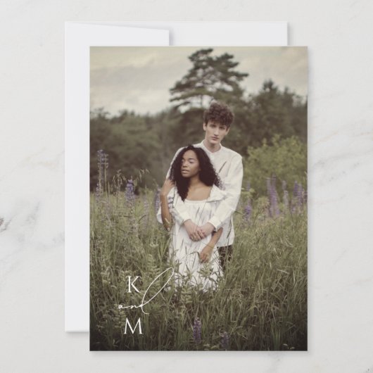 Lebhafte farbenfrohe Wildblume Foto Hochzeit Einladung (Rückseite)