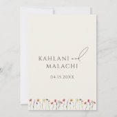 Lebhafte farbenfrohe Wildblume Moderne Hochzeit Dankeskarte