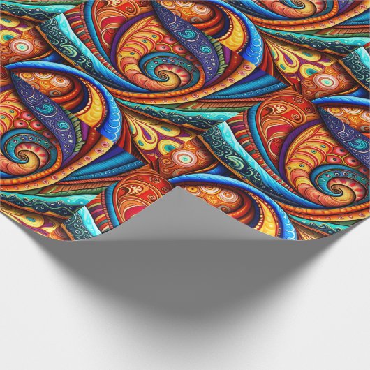 Lebhafte farbenfrohe Wirbel Geschenkpapier (Ecke)