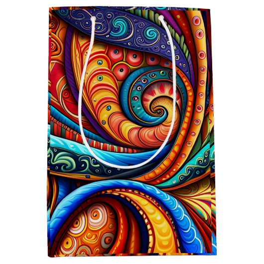 Lebhafte farbenfrohe Wirbel Mittlere Geschenktüte (Vorderseite)