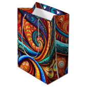 Lebhafte farbenfrohe Wirbel Mittlere Geschenktüte (Rückseite Schrägansicht)