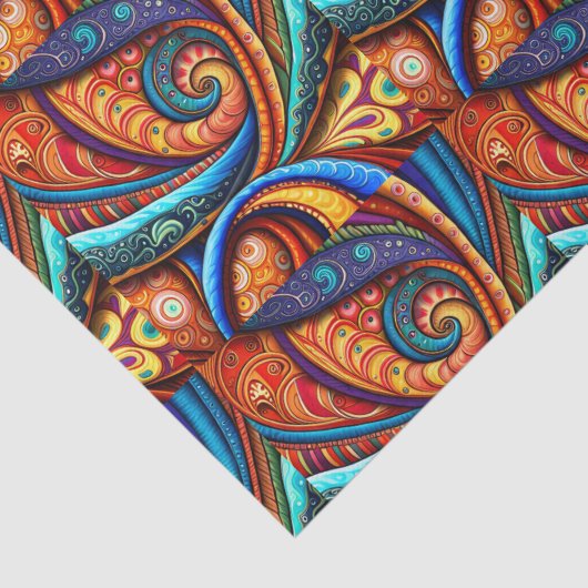 Lebhafte farbenfrohe Wirbel Seidenpapier (Detail)