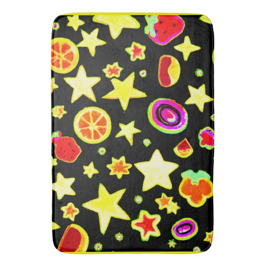 Lebhafte Farbexplosion Frucht Sternmuster Badematte (Vorderseite Vertikal)