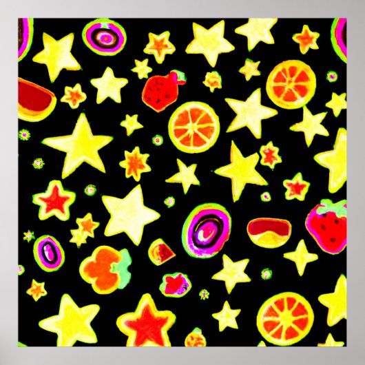 Lebhafte Farbexplosion Frucht Sternmuster Poster (Vorne)