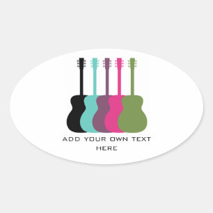 Lebhafte farbige Gitarren Oval Stickers