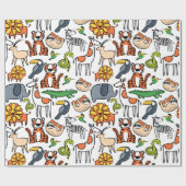 Lebhafte farbige Safari-Tiere Geschenkpapier (Flach)