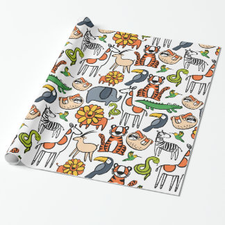 Lebhafte farbige Safari-Tiere Geschenkpapier