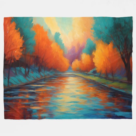 Lebhafte Farblandschaft Fauvismus Impressionist Fleecedecke (Vorderseite (Horizontal))