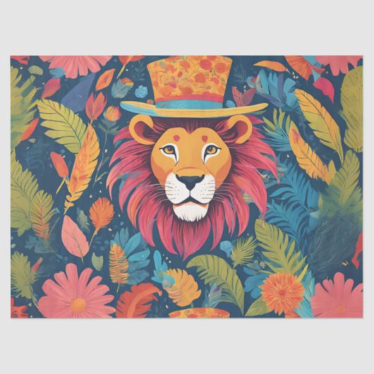 Lebhafte Farblion mit Top-Hut Seidenpapier (Vorderseite)