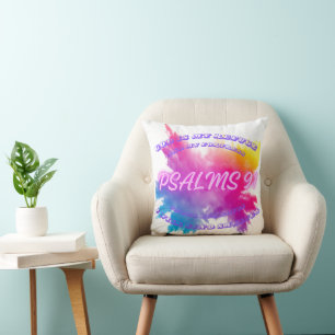 Lebhafte Farbspritzen Psalm 91 Kissen