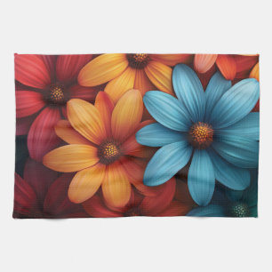 Lebhafte Farbtöne, blau, gelb, orange Farbe Geschirrtuch