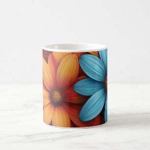 Lebhafte Farbtöne, blau, gelb, orange Farbe Kaffeetasse