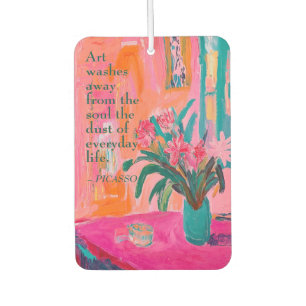 Lebhafte, fauvistische Vase rosafarbener Blume Autolufterfrischer
