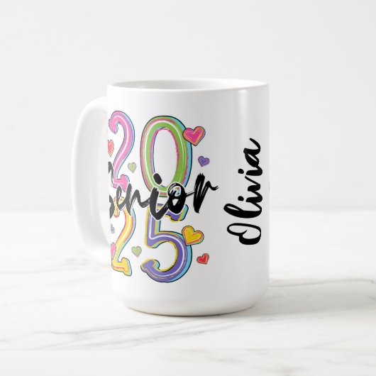 Lebhafte Feier "2025 Senior" Kaffeetasse (Vorderseite Links)