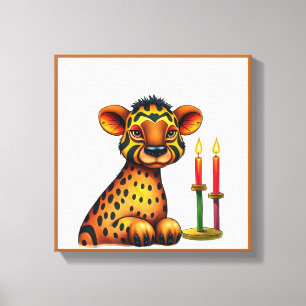 Lebhafte festliche Kwanzaa Wilde Tiere in Verkleid Leinwanddruck