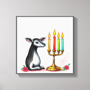Lebhafte festliche Kwanzaa Wilde Tiere in Verkleid Leinwanddruck