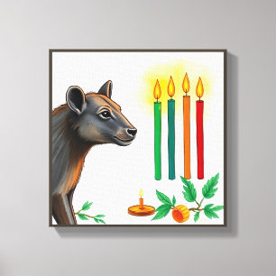 Lebhafte festliche Kwanzaa Wilde Tiere in Verkleid Leinwanddruck