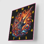 Lebhafte, feurige Gitarre Quadratische Wanduhr (Winkel)