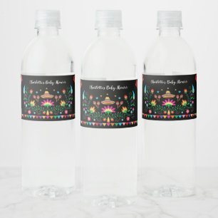 Lebhafte Fiesta Baby Dusche mexikanische Geburtsta Wasserflaschenetikett
