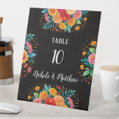 Lebhafte Fiesta Wedding Bouquet Tischnummer Sockelschild (In Situ)