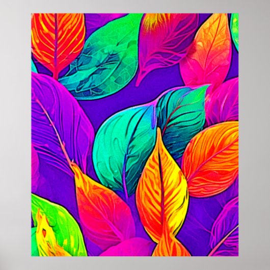 Lebhafte Foliage: Cartoon Neon Poster (Vorne)
