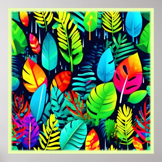 Lebhafte Foliage Drizzle Art Poster (Vorne)