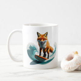 Lebhafte Fox Surfkunst | Detaillierte Konzeption Kaffeetasse