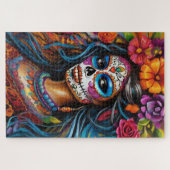 Lebhafte Frau im Zuckerschädel Puzzle (Horizontal)