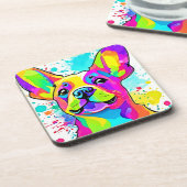 Lebhafte Frenchie Bulldog Puppy Art Getränkeuntersetzer (Linke Seite)