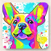Lebhafte Frenchie Bulldog Puppy Art Getränkeuntersetzer (Vorderseite)