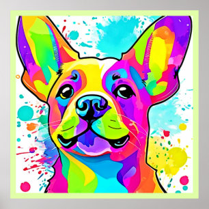 Lebhafte Frenchie Bulldog Puppy Art Poster
