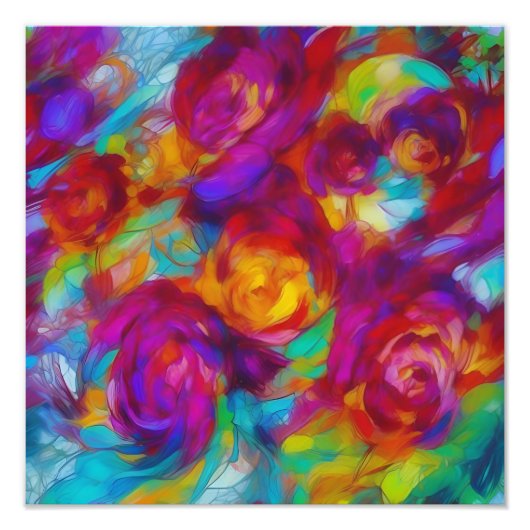 Lebhafte, fröhliche abstrakte Blume Fotodruck (Vorne)