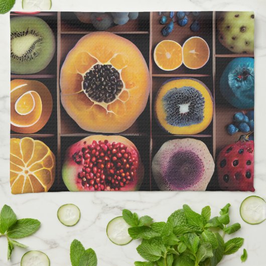 Lebhafte Fruchtdarstellung Geschirrtuch (Gefaltet)