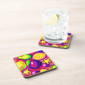 Lebhafte Früchte und Sterne. Jetzt kaufen Getränkeuntersetzer (Rechte Seite)