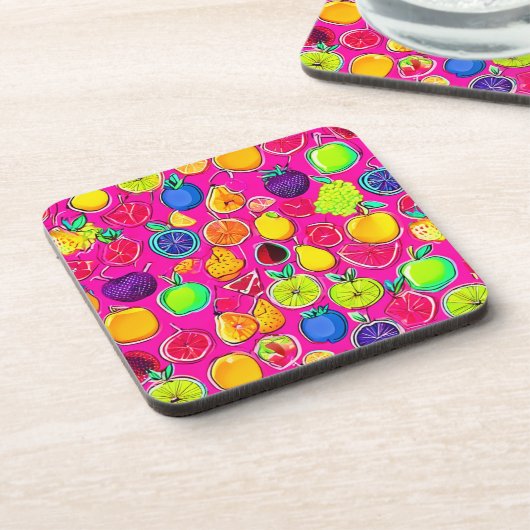 Lebhafte Fruchtfusionsmuster Getränkeuntersetzer (Linke Seite)