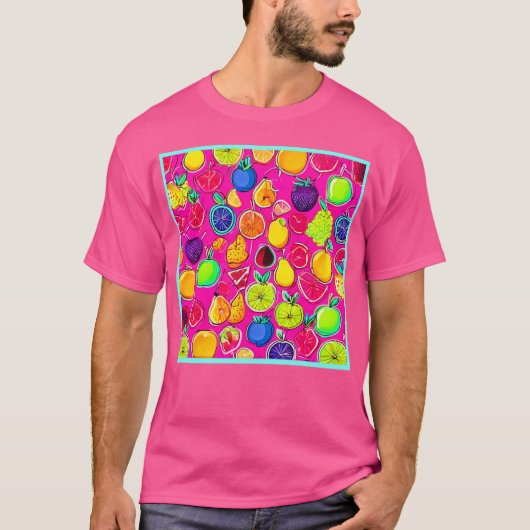 Lebhafte Fruchtfusionsmuster T-Shirt (Vorderseite)