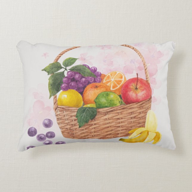 Lebhafte Fruchtsäcke Wasserfarben Kunst, Dichtung  Dekokissen (Vorderseite)