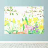 Lebhafte Frühlingsblumen, um die Herzen zu heitern Leinwanddruck (Insitu (Holzboden))