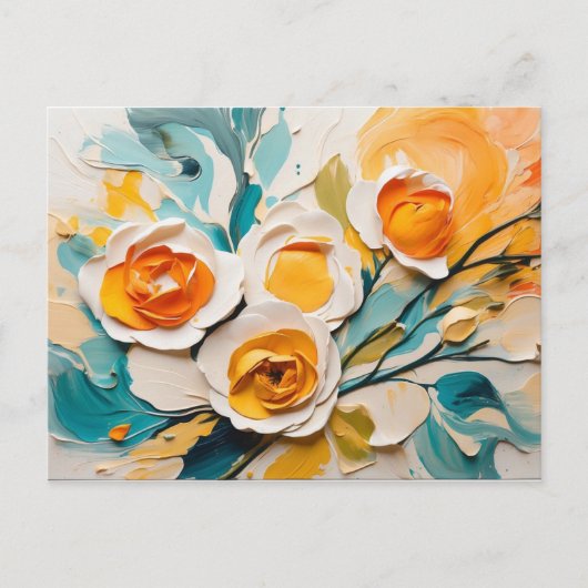 Lebhafte Frühlingsblüte der Blume Öl-Akrylus Postkarte (Vorderseite)