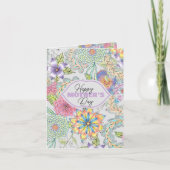 Lebhafte Frühlingsblüten und Muttertag im Grünen Karte (Vorderseite)