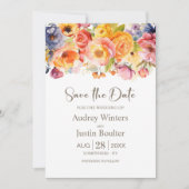 Lebhafte Frühlingsblütenhochzeit retten das Datum Einladung (Vorderseite)