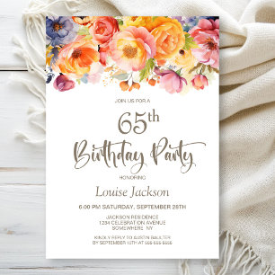 Lebhafte Frühlingsfloral 65. Geburtstagsparty Einladung