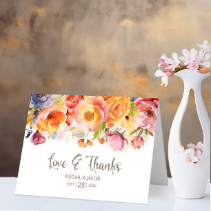 Lebhafte Frühlingsflorale Liebe und Dank Hochzeit Dankeskarte