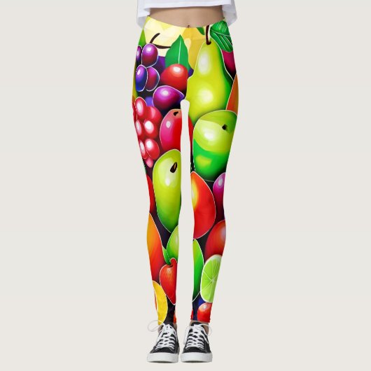 Lebhafte Fruit Medley Art Leggings (Vorderseite)
